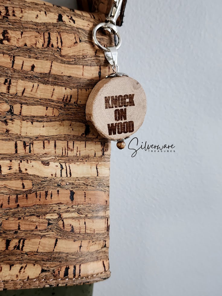 'Don't Jinx It' Keychain - knock on wood anywhere you go