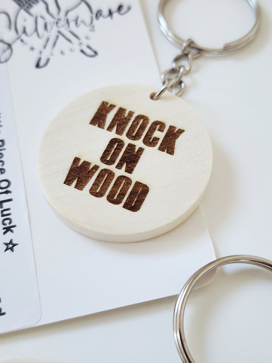 Knock on Wood Wooden Keychain
