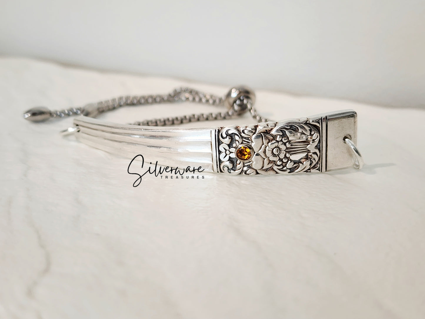 1936 'Coronation' Silverplated Bracelet Featuring Crystal Rivet