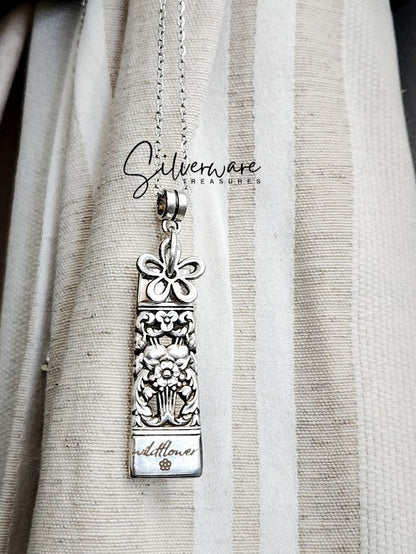 Wildflower Engraved Coronation 1936 Silverplated Floral Pendant with Charm