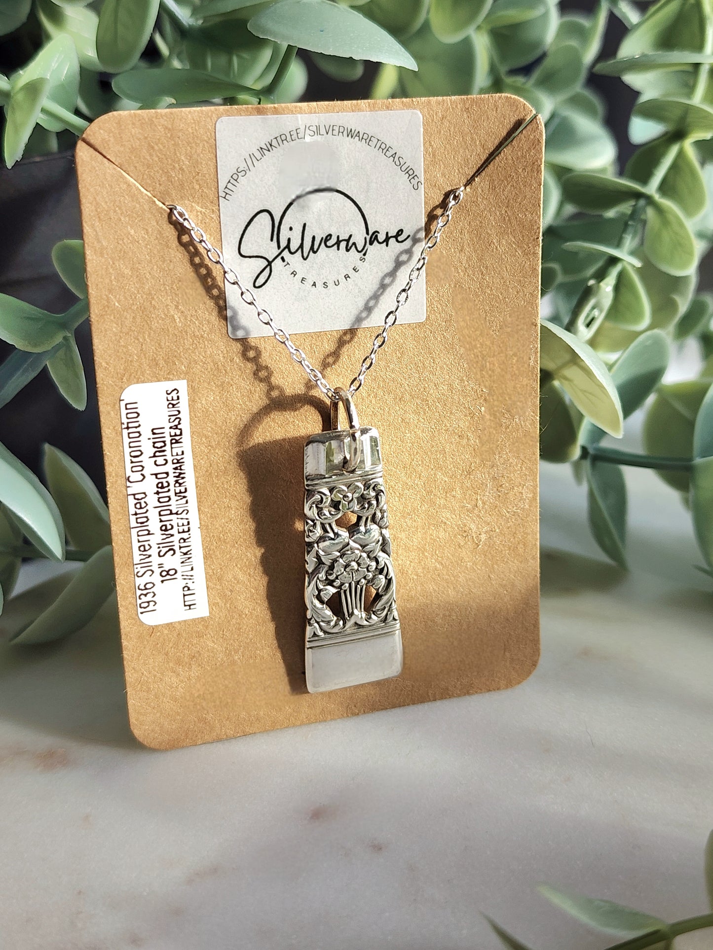 Coronation 1936 Silverplated pendant necklace