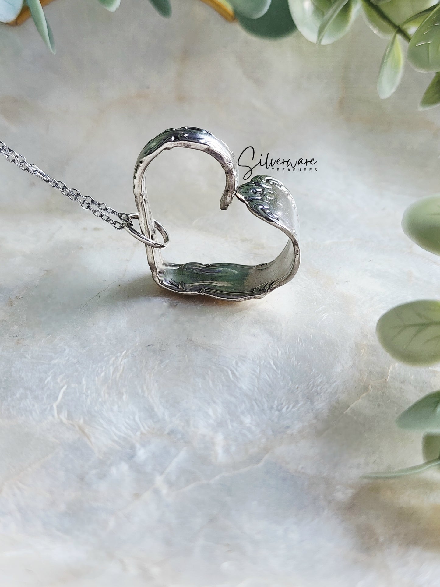 Louis XV 1870 Silverplated Heart pendant necklace