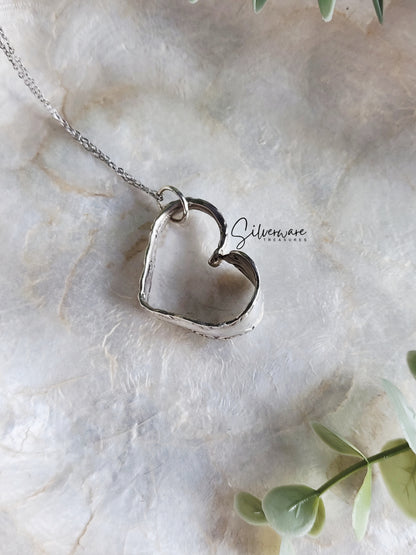 Louis XV 1870 Silverplated Heart pendant necklace