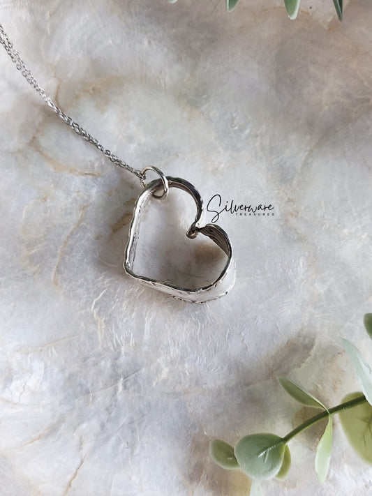 Louis XV 1870 Silverplated Heart pendant necklace