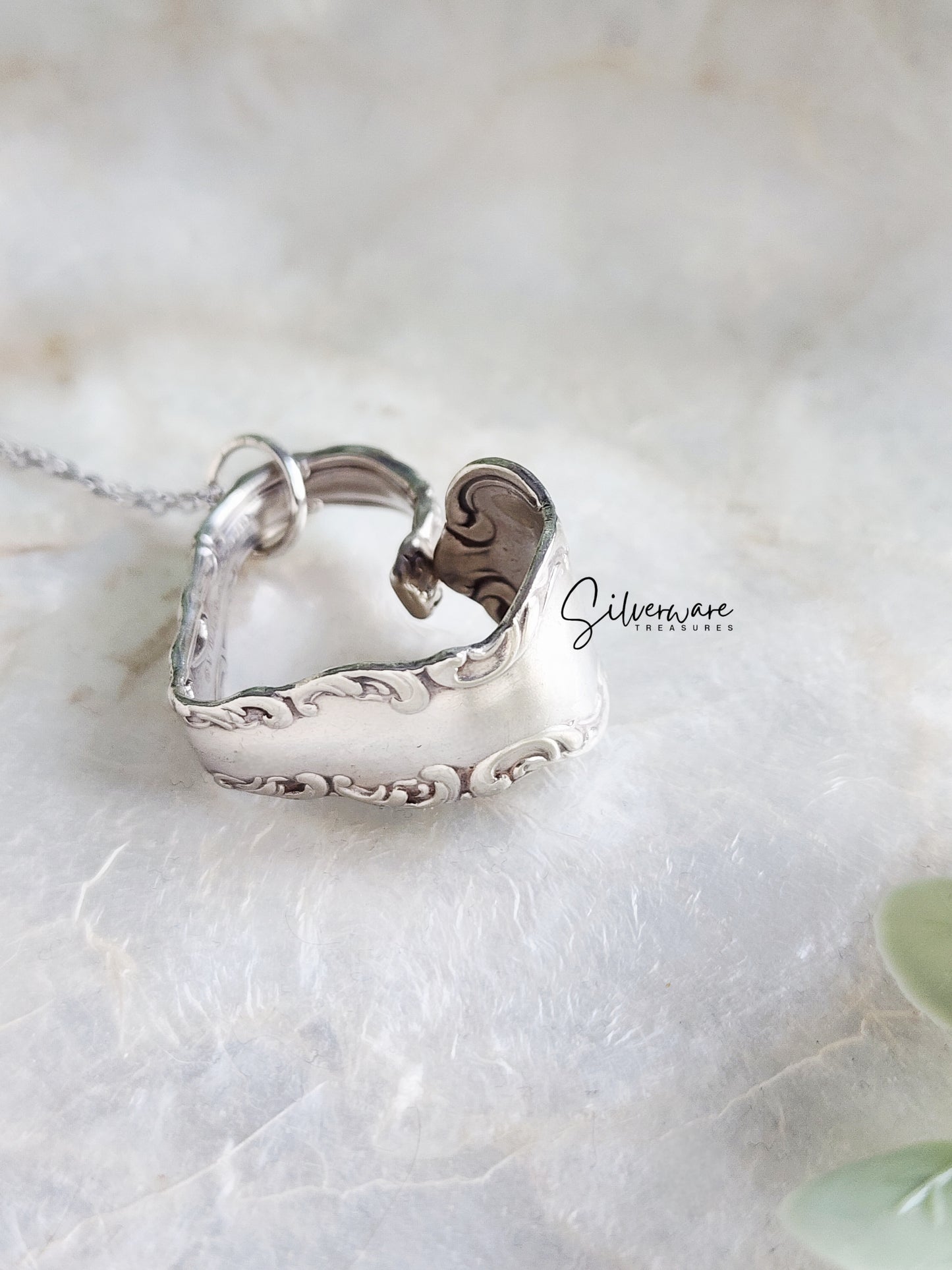 Louis XV 1870 Silverplated Heart pendant necklace