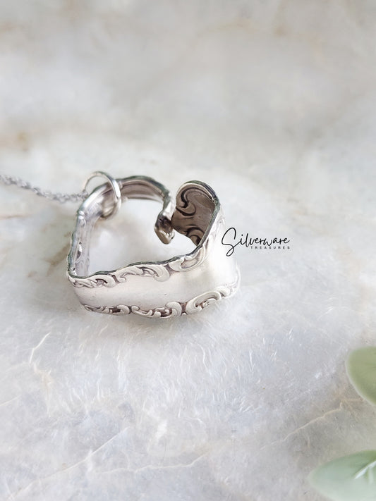 Louis XV 1870 Silverplated Heart pendant necklace