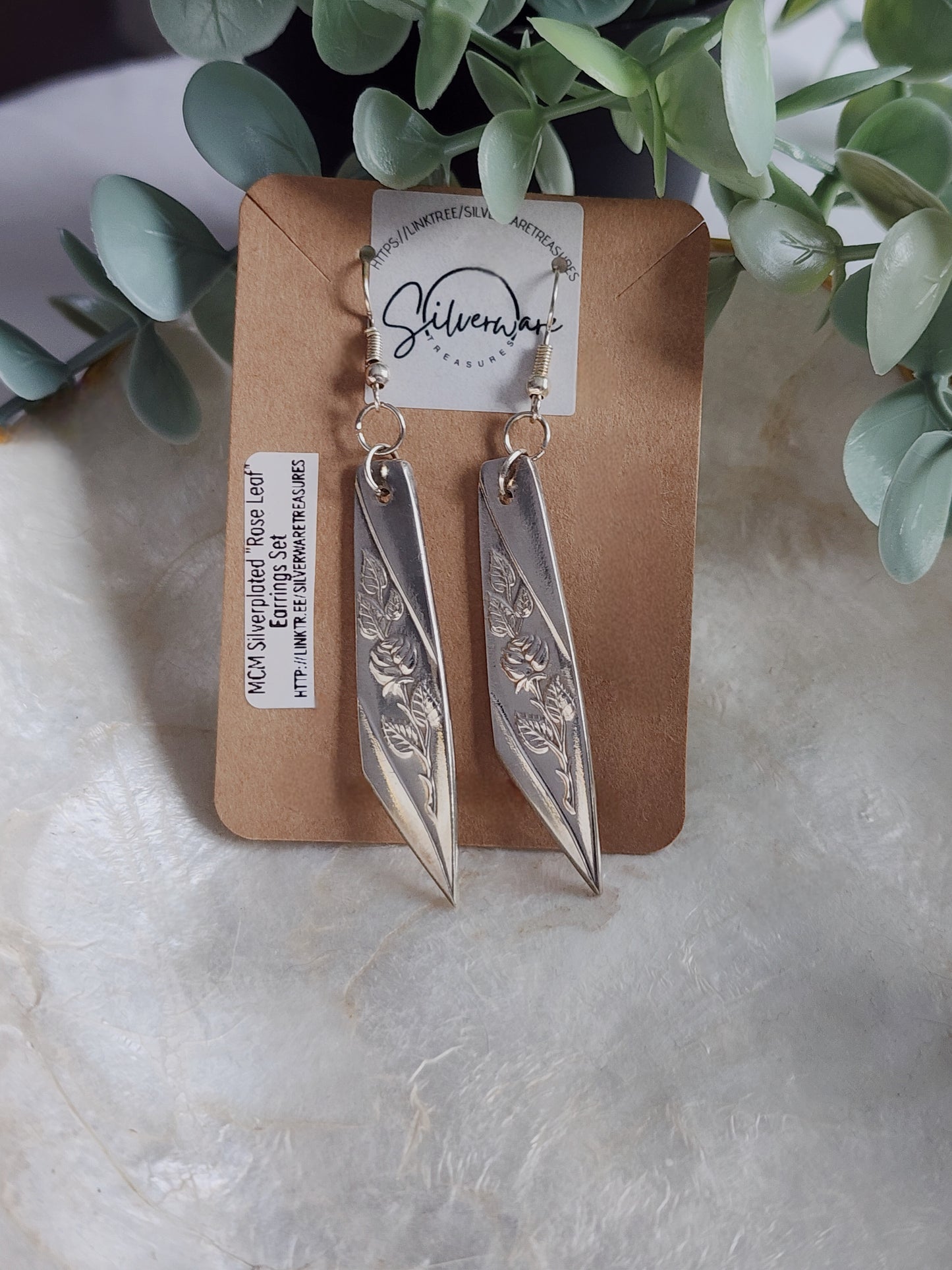 Rose Leaf MCM Silverplated earrings
