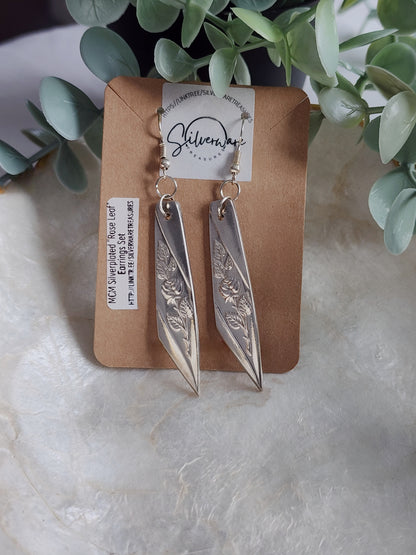 Rose Leaf MCM Silverplated earrings