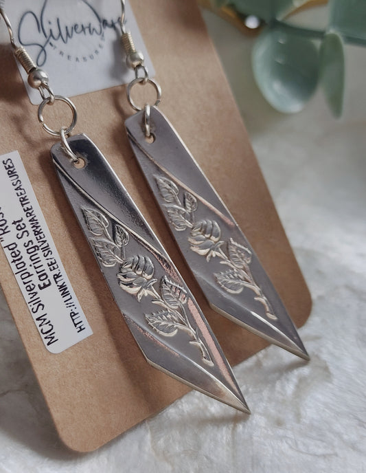 Rose Leaf MCM Silverplated earrings