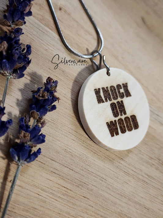 Knock on Wood Wooden Pendant Necklace