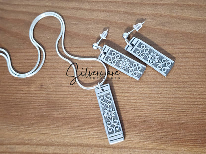 1919 'Ambassador' Stainless Pendant Necklace & Earrings Set