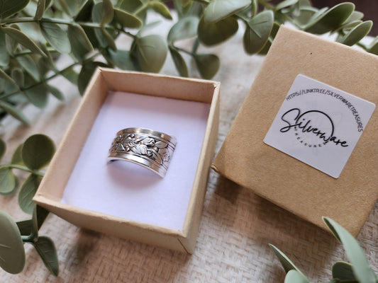 1939 silverplated Wild Rose ring