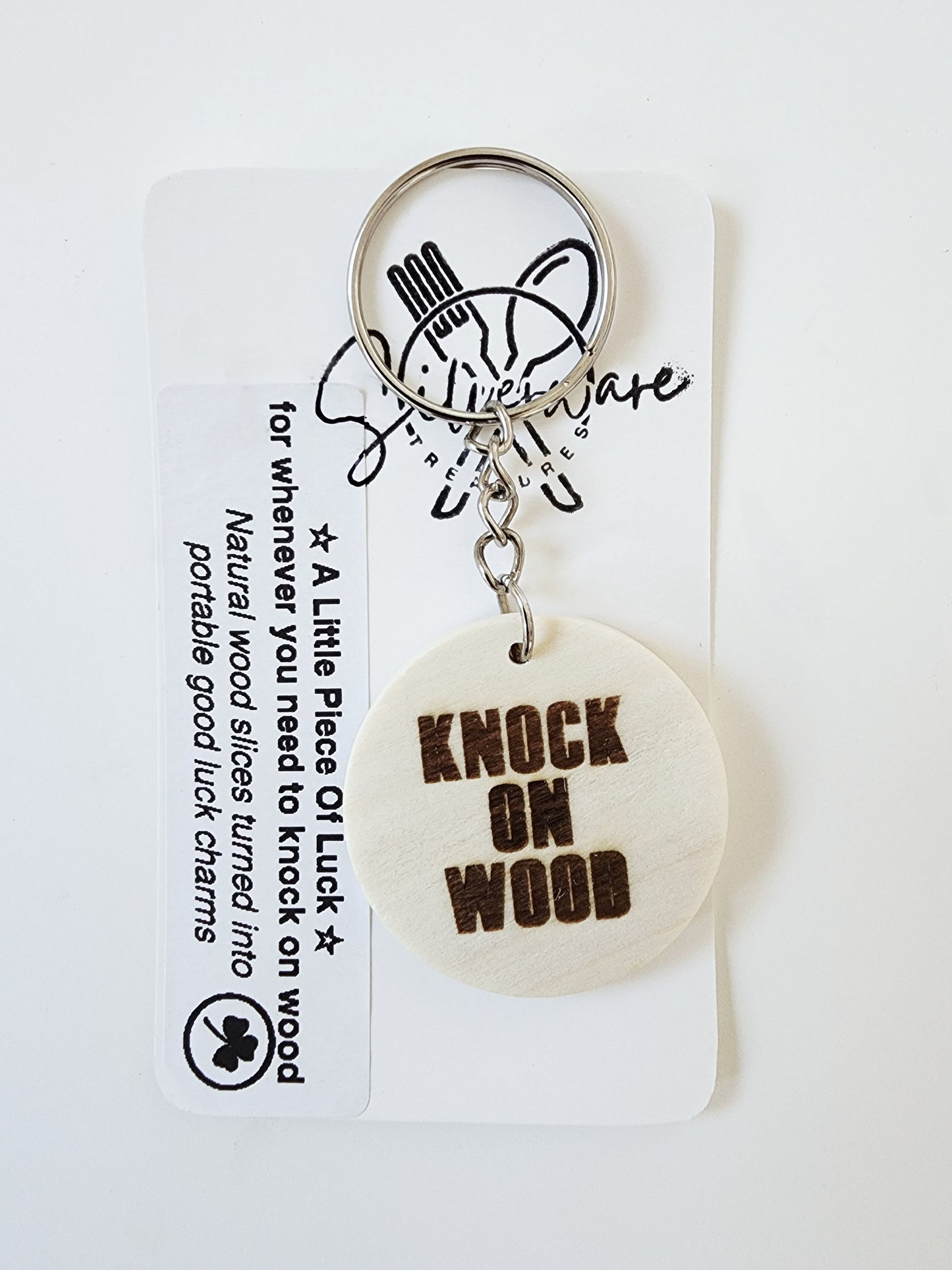 Knock on Wood Wooden Keychain