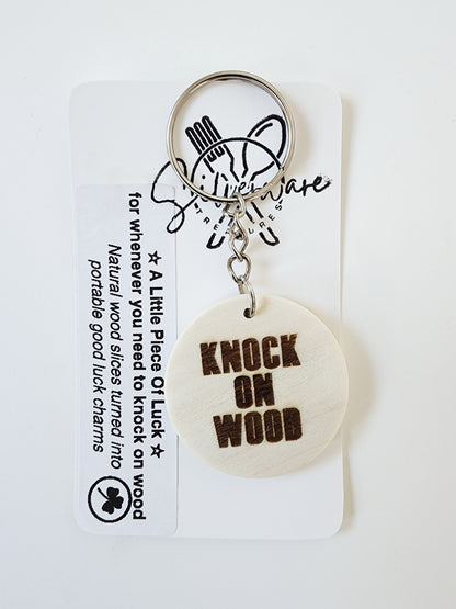 Knock on Wood Wooden Keychain