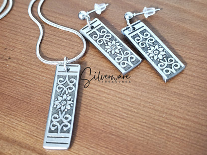 1919 'Ambassador' Stainless Pendant Necklace & Earrings Set