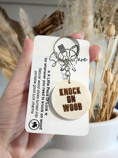 Knock on Wood Wooden Keychain