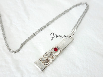 1948 'Morning Star' Silverplated Pendant Necklace Featuring Crystal Rivet