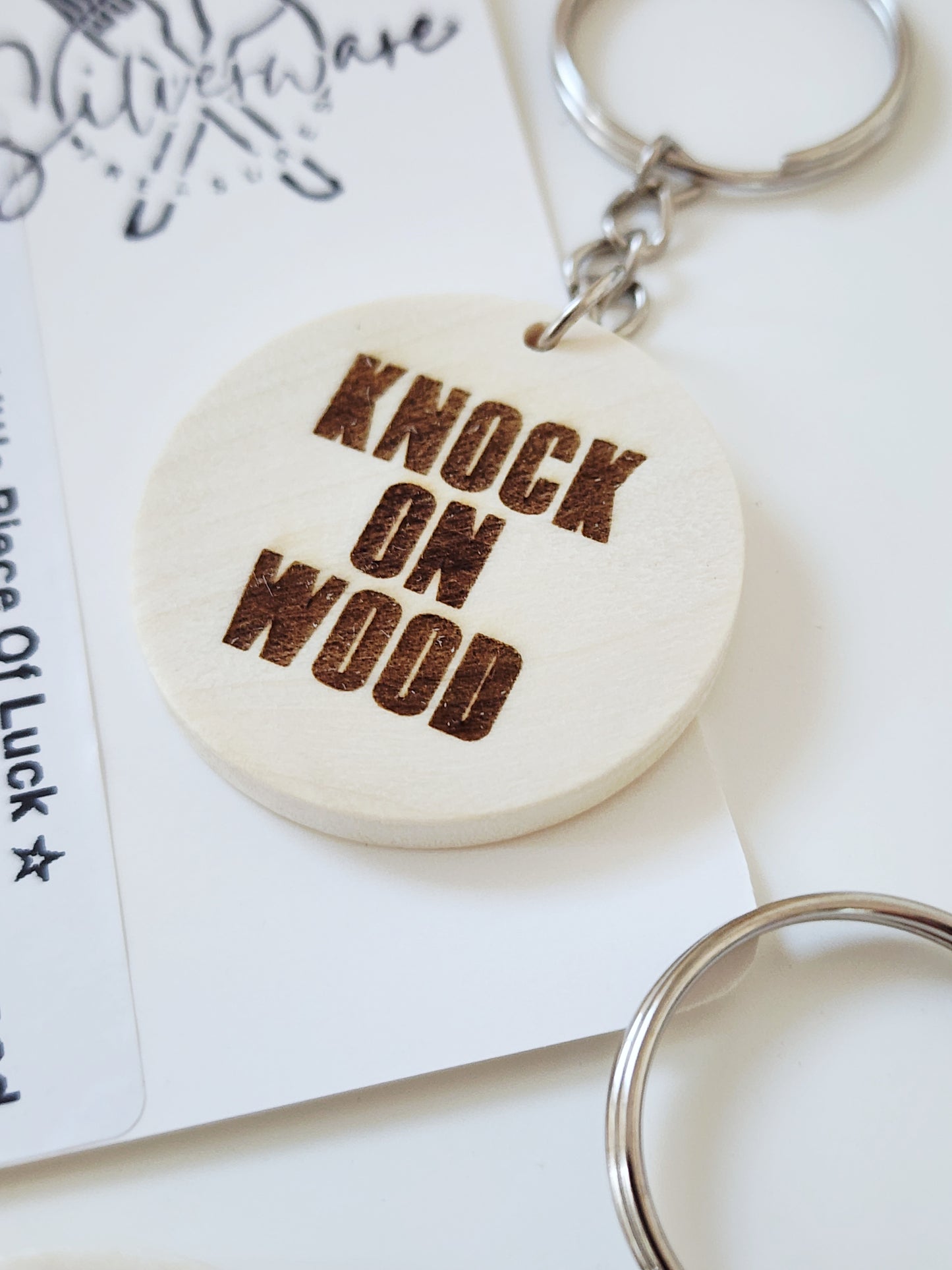 Knock on Wood Wooden Keychain