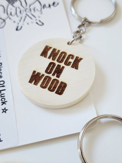 Knock on Wood Wooden Keychain