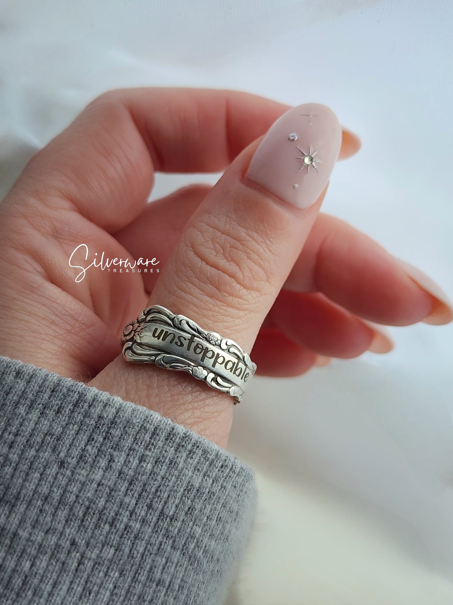 1973 Silverplated 'Bellfontaine' engraved "unstoppable" Ring