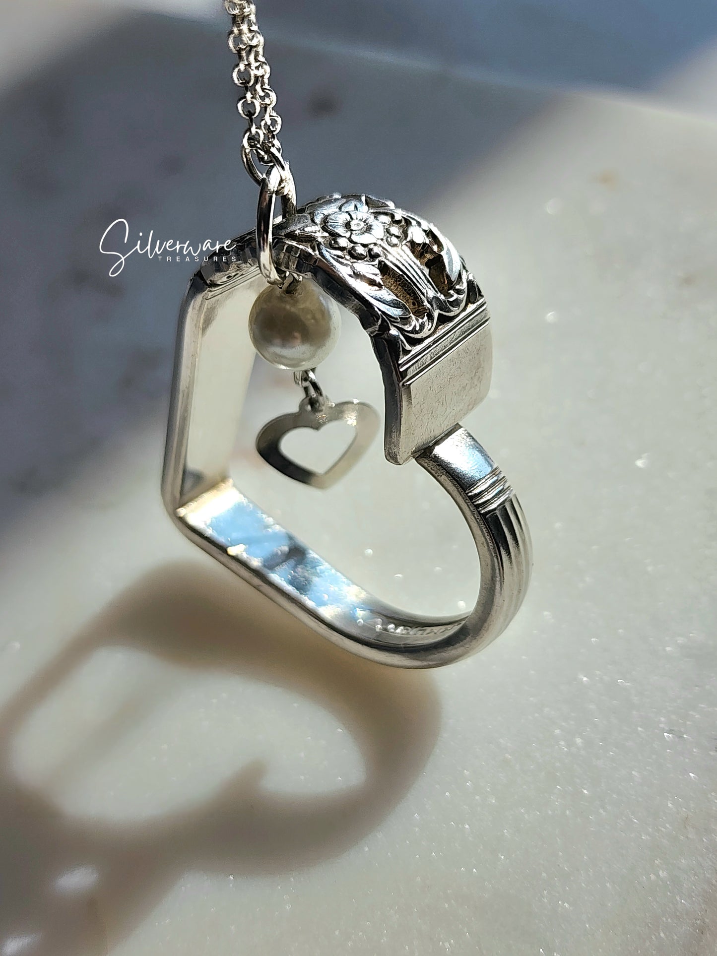 Coronation 1936 Silverplate Heart with bead charm