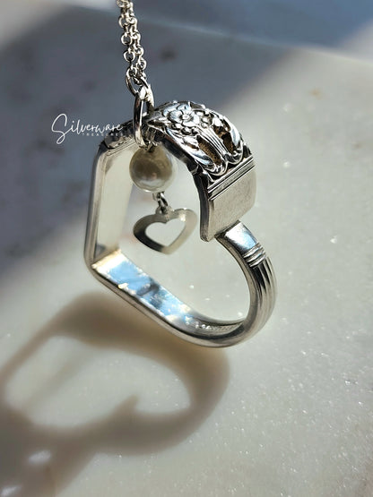 Coronation 1936 Silverplate Heart with bead charm