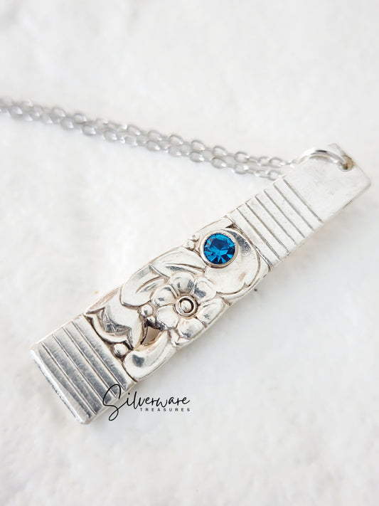 1948 'Morning Star' Silverplated Pendant Necklace Featuring Crystal Rivet