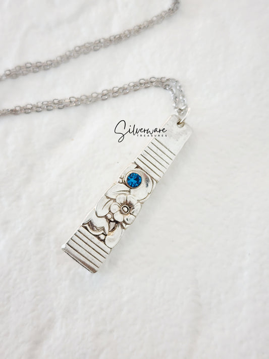 1948 'Morning Star' Silverplated Pendant Necklace Featuring Crystal Rivet