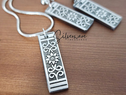 1919 'Ambassador' Stainless Pendant Necklace & Earrings Set