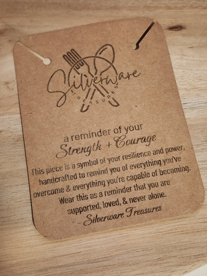 Strength + Courage Pendant Necklace Featuring "Stronger than this♡" Engraving and Resilience Poem (medium card)