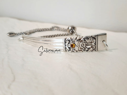 1936 'Coronation' Silverplated Bracelet Featuring Crystal Rivet