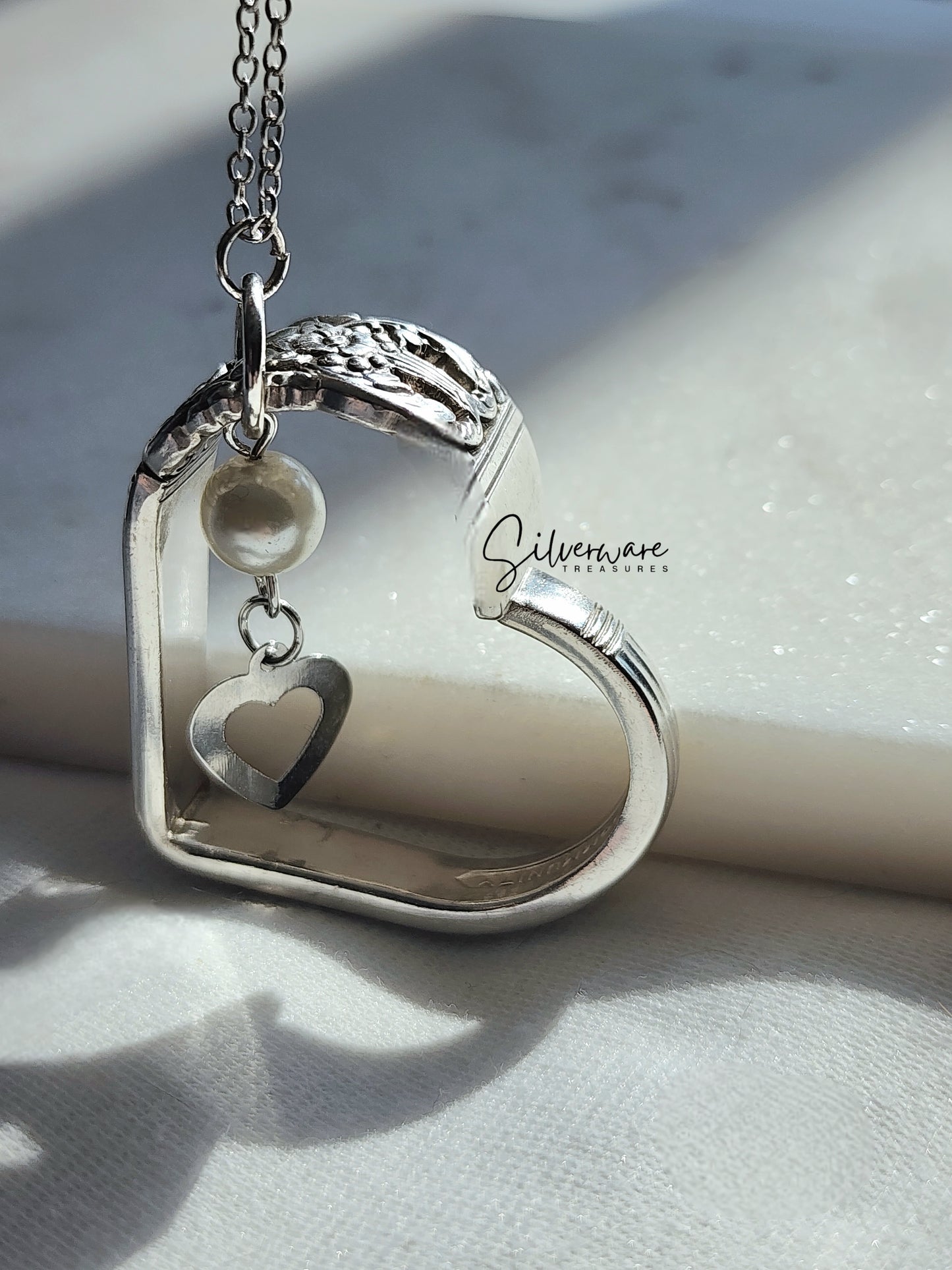 Coronation 1936 Silverplate Heart with bead charm