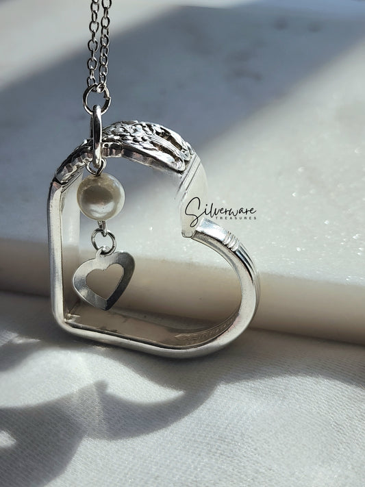 Coronation 1936 Silverplate Heart with bead charm