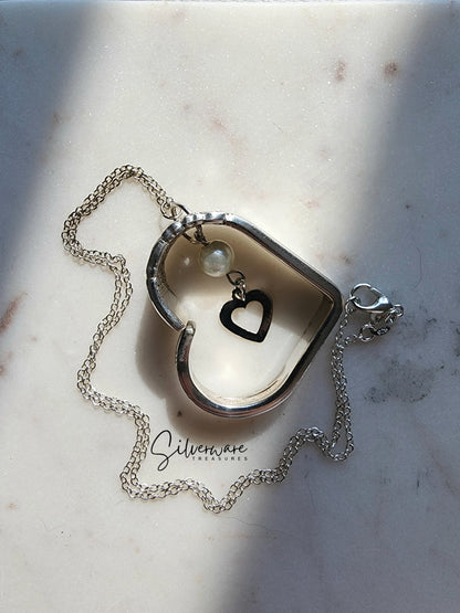 Coronation 1936 Silverplate Heart with bead charm