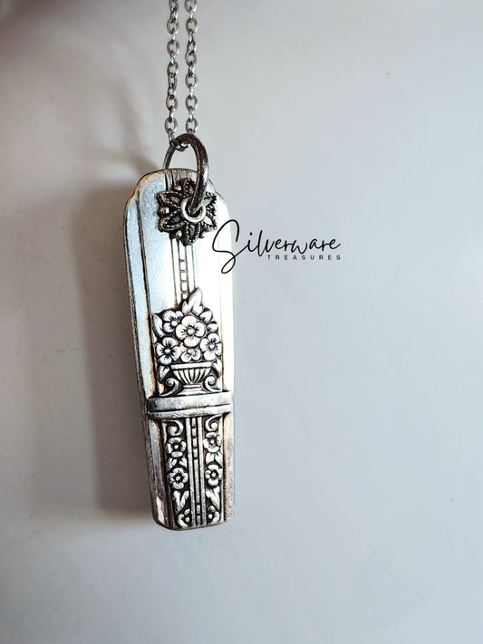 Wild Rose 1939 Silverplated Pendant necklace with floral charm