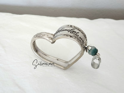 1912 'Puritan' Silverplate Heart Pendant Necklace Featuring Engraving and Bead Detailing