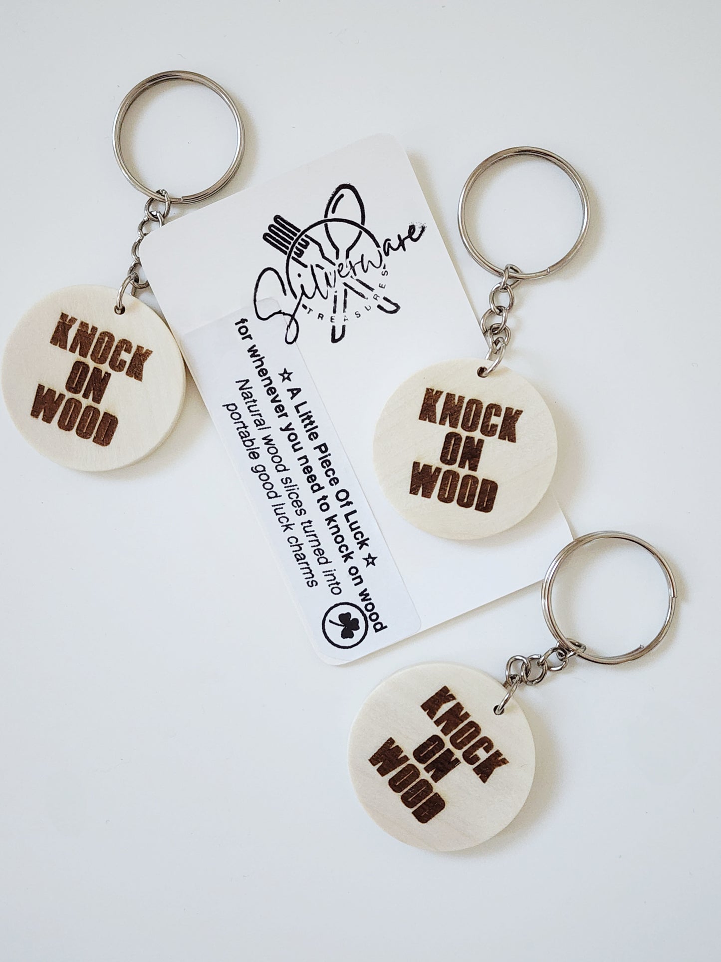 Knock on Wood Wooden Keychain