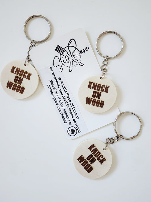 Knock on Wood Wooden Keychain